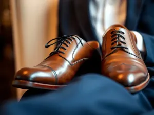 Granatowy garnitur i brązowe buty – jakie skarpetki dobrać?